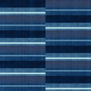 Staggered Stripe - Denim Blue (Large Scale)