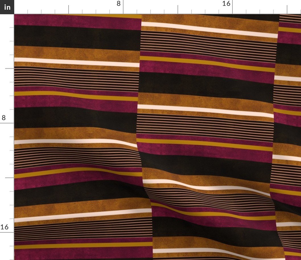Staggered Stripe - Plum & Orange (Large scale)