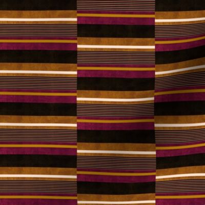 Staggered Stripe - Plum & Orange (Small Scale)