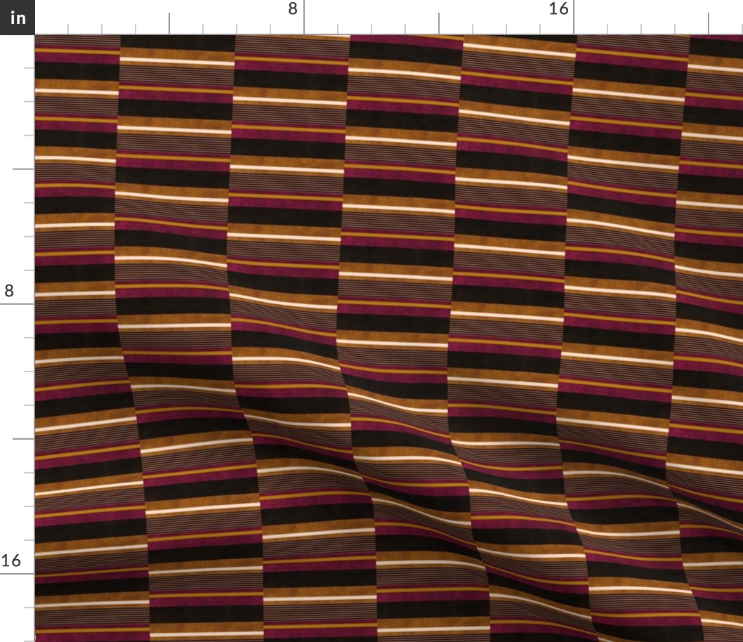 Staggered Stripe - Plum & Orange (Small Scale)