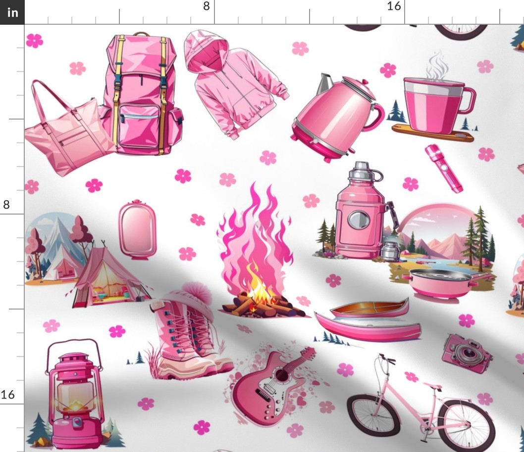 Glamping not camping, Lake life design, Pink on White background