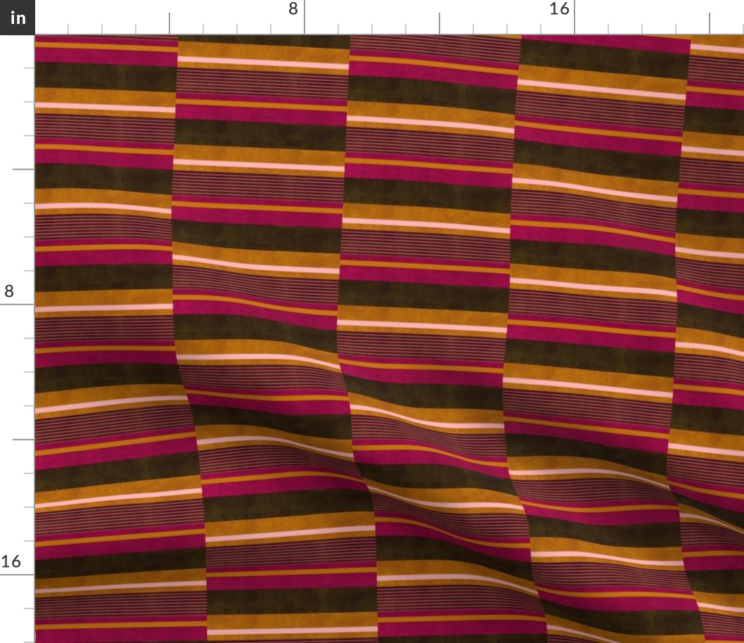 Staggered Stripe - Pink & Orange (Medium Scale)