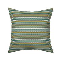Small Scale Lake Life Collection Stripes in Tan Brown Pine  Golden Yellow on Soft Pine Green