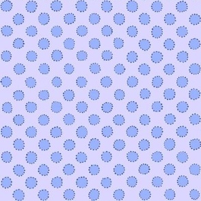 Hand drawn puffball dots in puffy blue wild flower repeat pattern for textile design