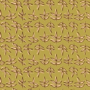 Botanical leaves in cream and olive green botanical repeat pattern