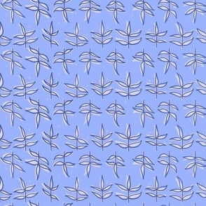 Botanical leaves in blue leaves repeat pattern