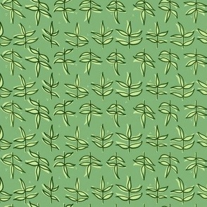 Botanical leaves in pale green leaves repeat coordinate pattern