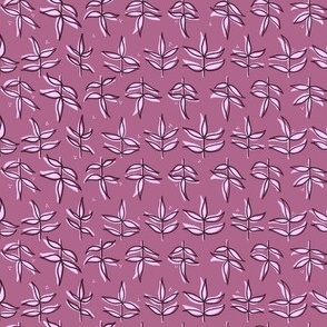 Botanical leaves in purple and aubergine leaves in the wild repeat pattern