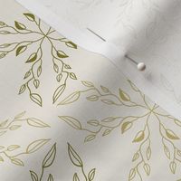 Neutral Geometric Vines  in Olive Green and Yellow in Medium Scale