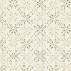 Neutral Geometric Vines in Mustard Yellow and Olive Green in Small Scale
