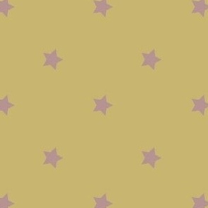 Mauve Pink Polka Stars with Yellow Gold in Medium/Large Scale
