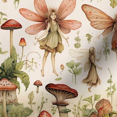 Garden Fairies And Mushrooms Wild