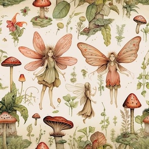 Garden Fairies And Mushrooms Wild