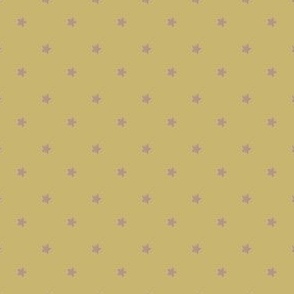 Mauve Pink Polka Stars with Yellow Gold Background in Small Scale