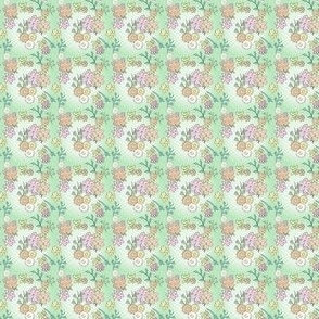1:12 scale Dollhouse green floral medallions for dollhouse fabric, wallpaper, and miniature decor