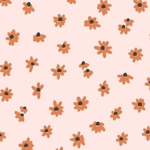 Tiny Blooms - Little brown flowers on cream repeat fabric pattern