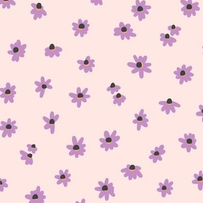 Tiny Blooms - Mauve little flowers on cream pattern