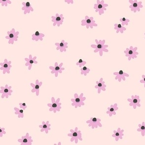 Tiny Blooms - Small pink petals on cream repeat pattern