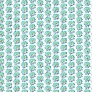 1:12 scale Dollhouse Daisy in Teal for dollhouse fabric, wallpaper, and miniature decor