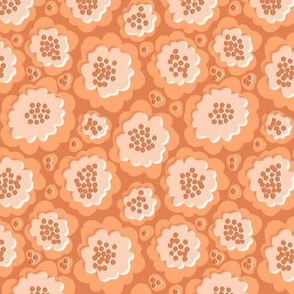 Bounty - Bold graphic flowers in cream, orange, and sienna repeat pattern