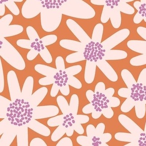 Windowbox (Mid Size) - Mod graphic flower print in cream, mauve and brown