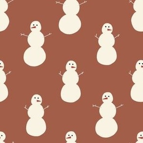 Minimal Snowmen on Sienna Brown for Boys Holiday and Christmas