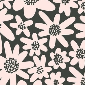 Windowbox (Mid Size) - Bold graphic flowers in cream and charcoal fashion print