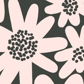 Windowbox (XL Size) - Oversized graphic bold cream and charcoal flowers in repeat pattern