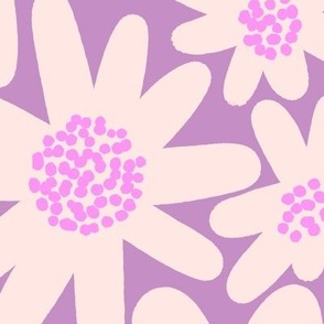 Windowbox (XL Size) - Oversized graphic mod retro flowers in cream, pink, and purple