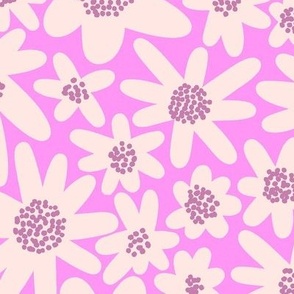 Windowbox (Mid Size) - Bold graphic mod flowers in cream, mauve and pink repeat pattern