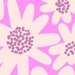 Windowbox (XL Size) - Oversized retro mod flowers in cream, mauve, and pink