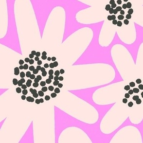 Windowbox (XL Size) - Oversized bold mod flowers in cream, charcoal and bright pink