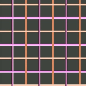 Shutters (Small Size) - Repeat plaid in pink and mauve on charcoal