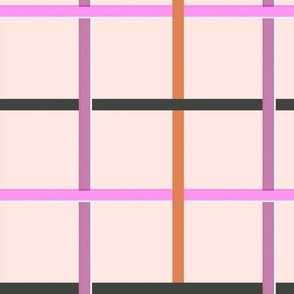 Shutters (Mid Size) - Charcoal, pink, and brown plain on cream fashion pattern