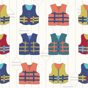 Life Jackets | Multi colored Life Vests | Lake Life | Watersports | Recreational | Water skiing gear