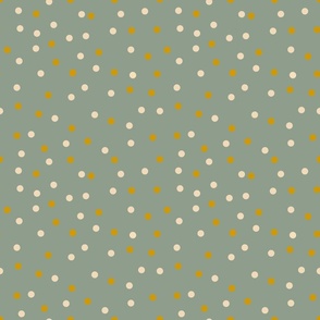 Yellow and cream Spots on soft green background