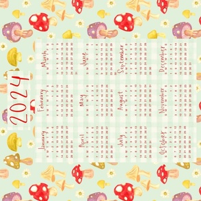 Minty Mushrooms & Gingham - 2024 Calendar