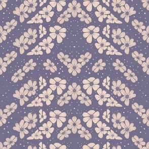 Chevron arrangement of small flowers on lilac background