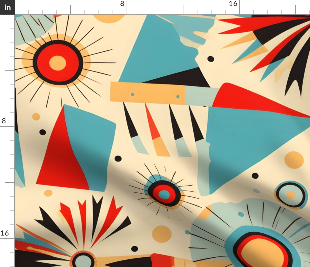Retro Kaleidoscope: A Mid-Century Symphony of Angular Shapes and Color Explosions
