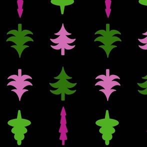 Pink and green Christmas trees