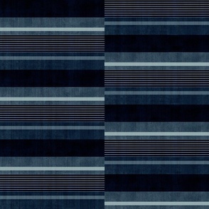 Staggered Stripe - Indigo Blue (Large Scale)