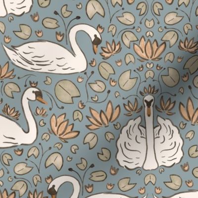 serene swans - dusty blue