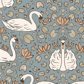 serene swans - dusty blue