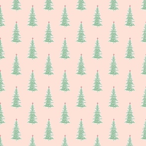 Christmas trees in pink and green medium