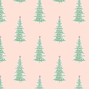 Christmas trees in green and pink large