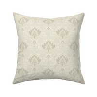 Moroccan floral damask style pattern- Beige color over Off white  // Small scale