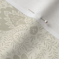 Moroccan floral damask style pattern- Beige color over Off white  // Small scale