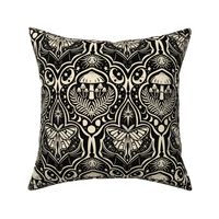 Gothic Nature Damask - medium - black and cream 