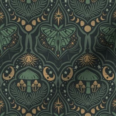 Gothic Nature Damask - small - forest green 