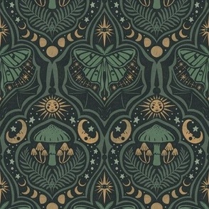 Gothic Nature Damask - small - forest green 